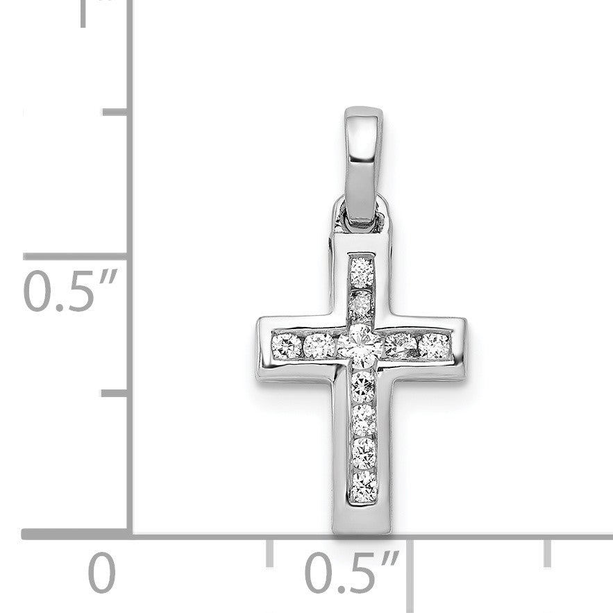 14k White Gold 1/6 carat Diamond Latin Cross Pendant