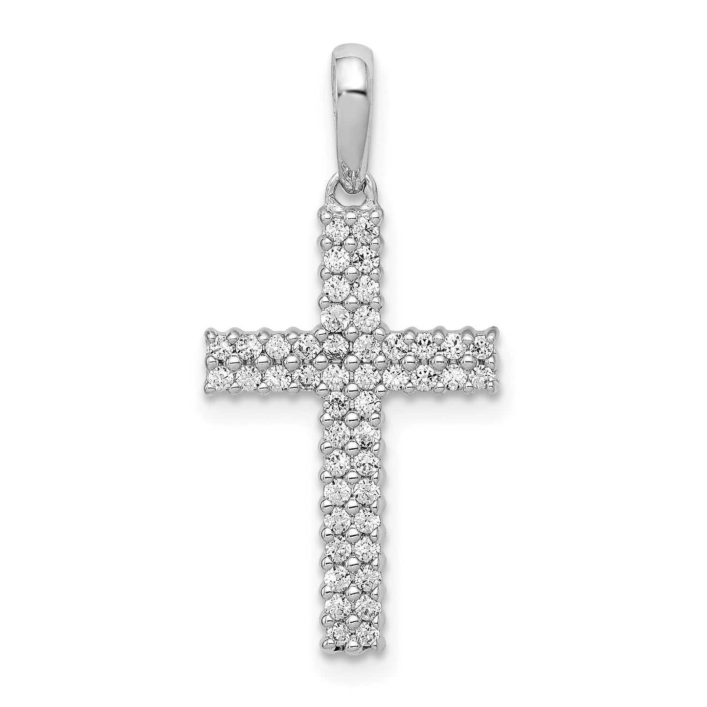 14k White Gold 1/4 carat Diamond Cross Pendant