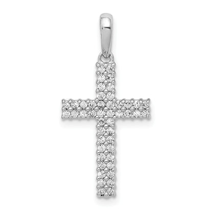 14k White Gold 1/4 carat Diamond Cross Pendant