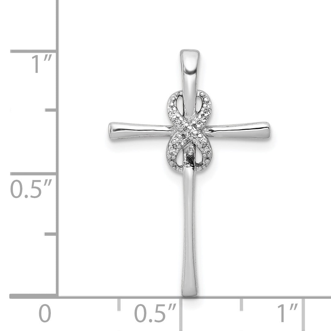 14k White Gold .03 carat Diamond Infinity Cross Chain Slide