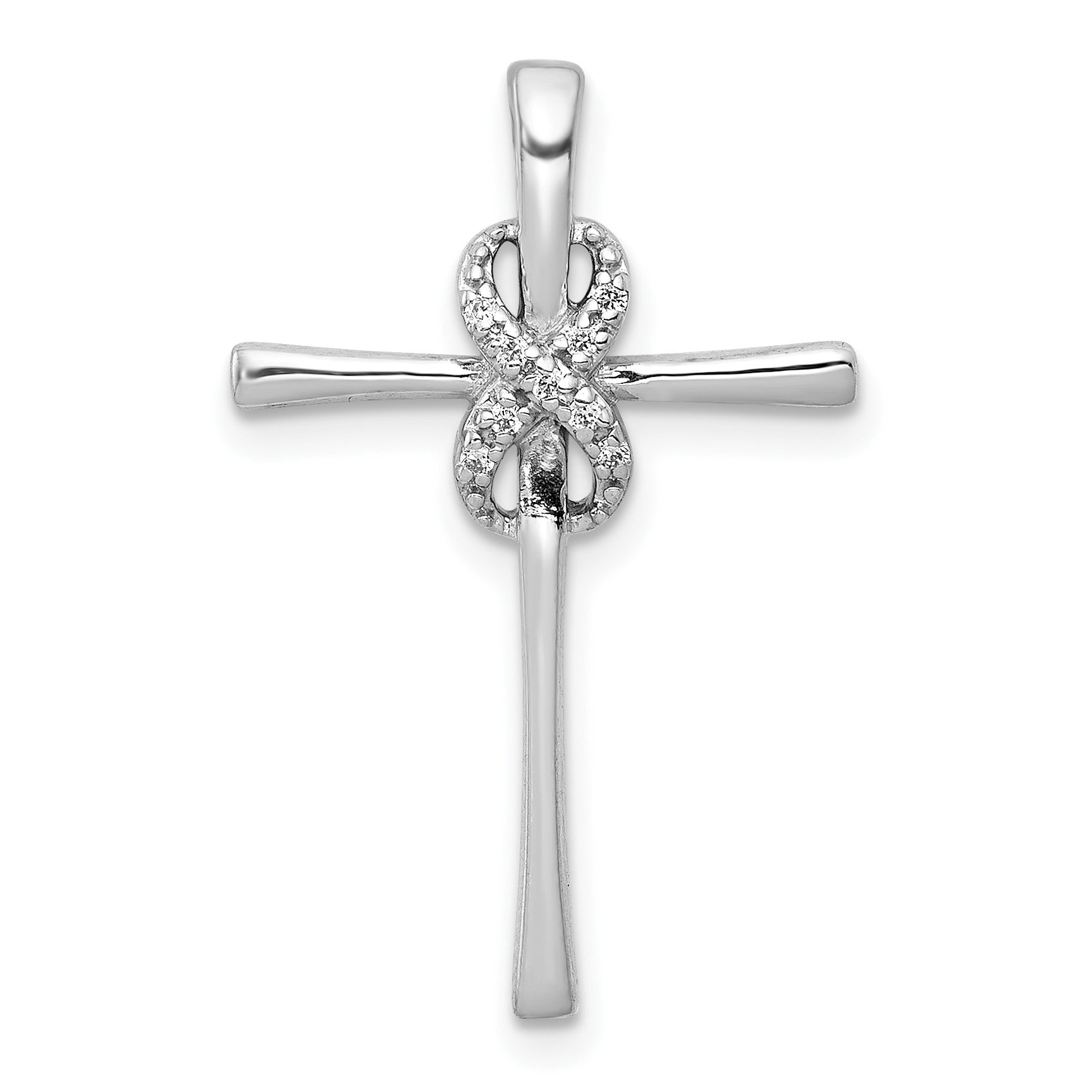 14k White Gold .03 carat Diamond Infinity Cross Chain Slide