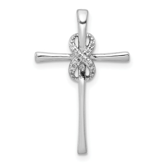 14k White Gold .03 carat Diamond Infinity Cross Chain Slide