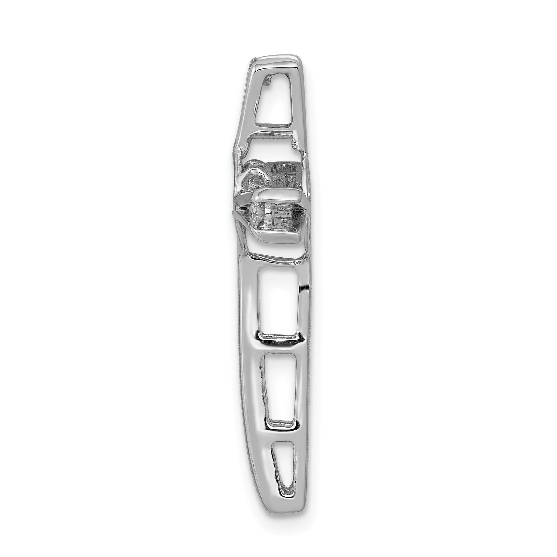 14k White Gold 1/15 carat Vibrant Moving Diamond Cross Chain Slide