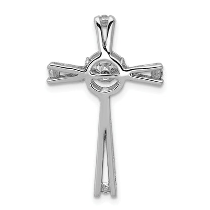 14k White Gold 1/15 carat Vibrant Moving Diamond Cross Chain Slide