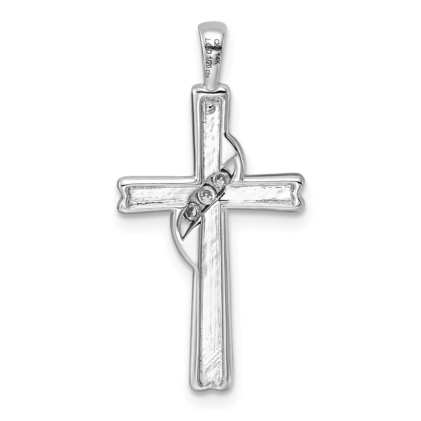 14k 3-Stone 1/20 carat AA Diamond Cross Pendant