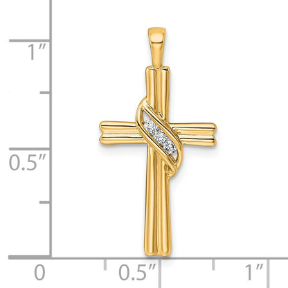 14k 3-Stone 1/20 carat AA Diamond Cross Pendant