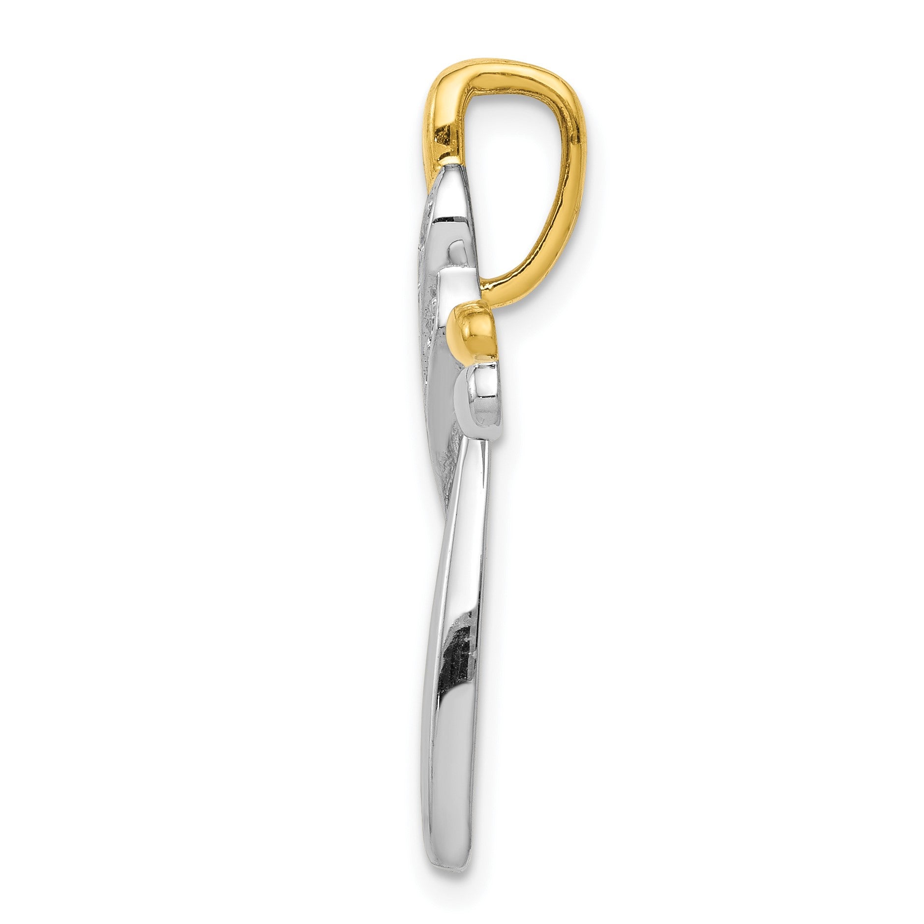 14k Two-tone 1/20 carat Diamond Cross Omega Slide Pendant