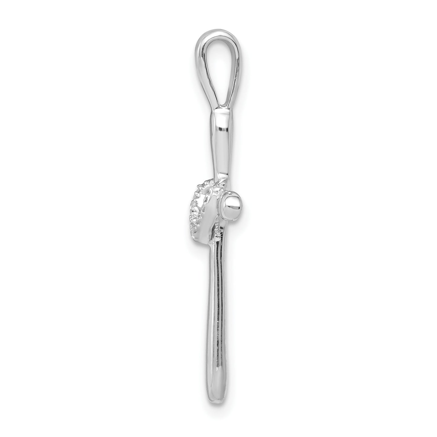 14k White Gold 1/10 carat Diamond Cross with Heart Pendant
