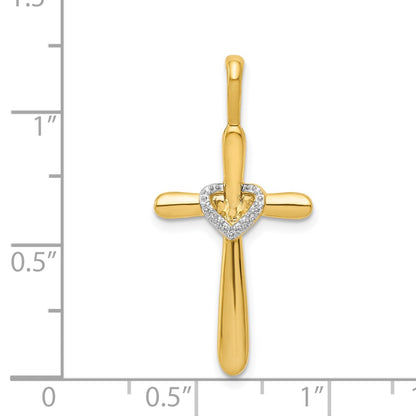 14k Diamond Cross w/Heart Pendant