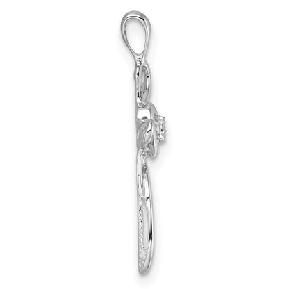 14k White Gold Heart Cross with Heart Pendant Mounting