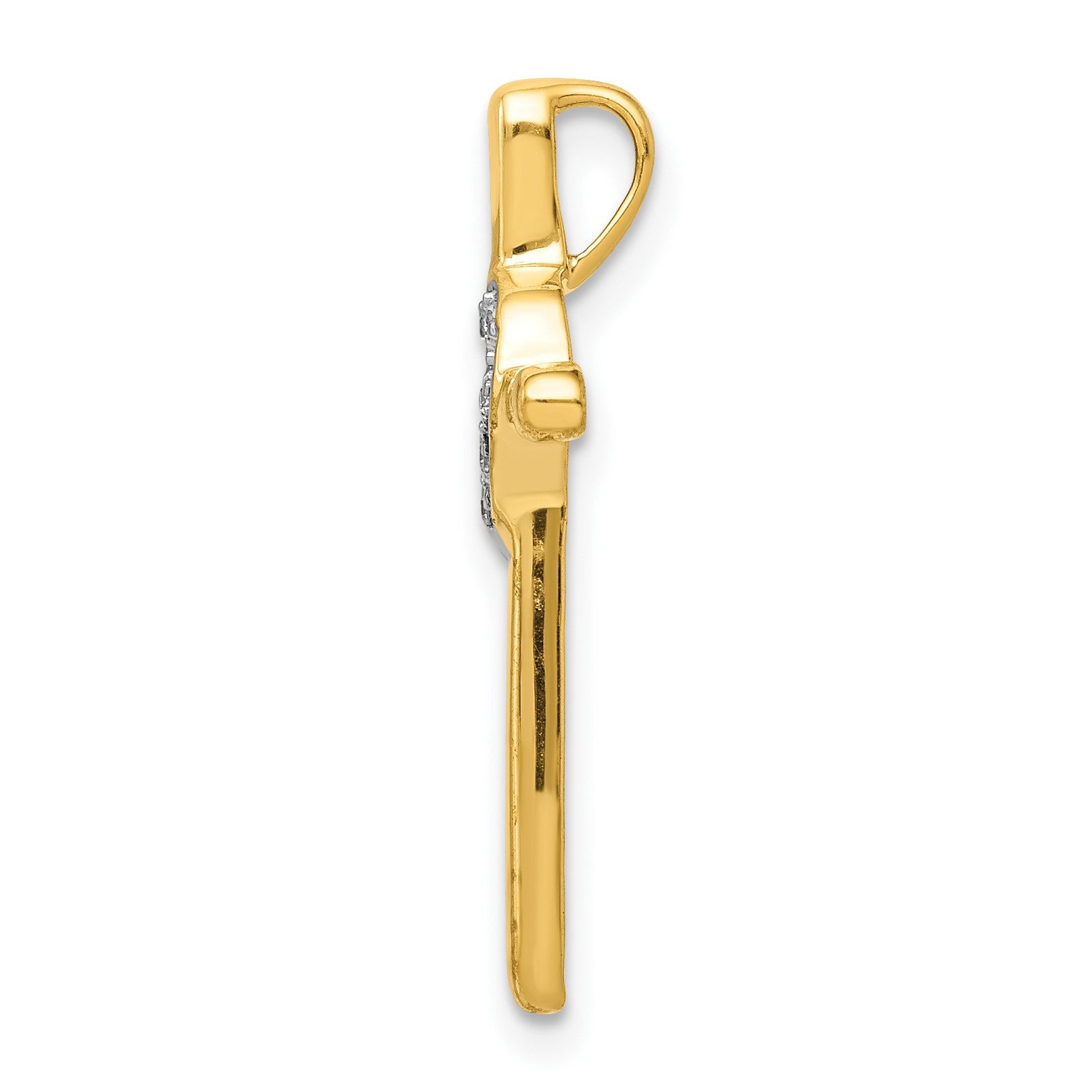 14k .02 carat Diamond Heart Cross Chain Slide