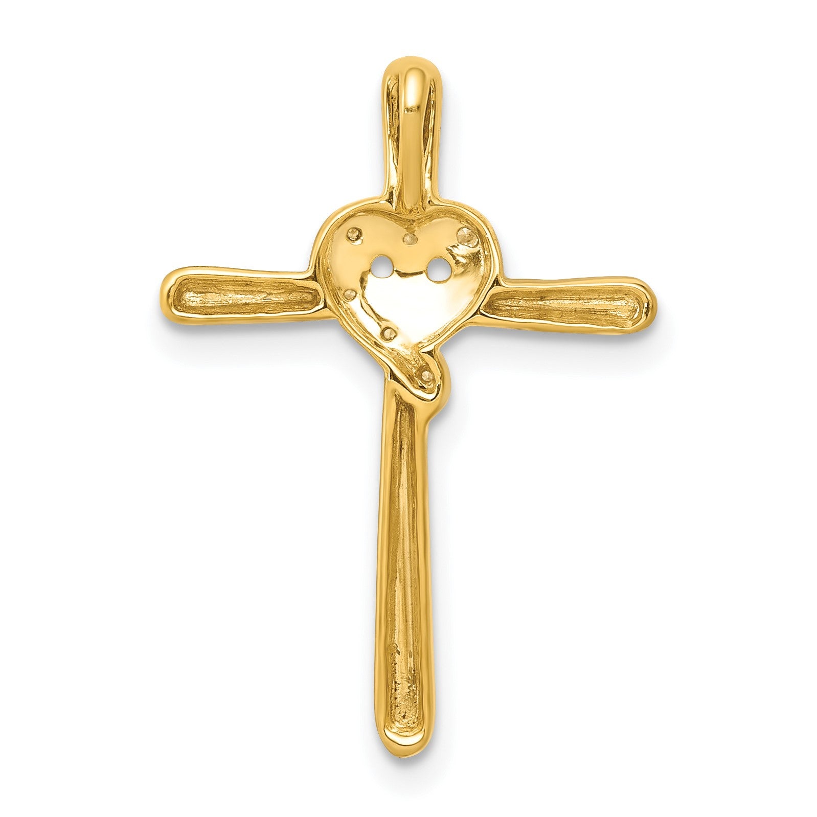 14k .02 carat Diamond Heart Cross Chain Slide