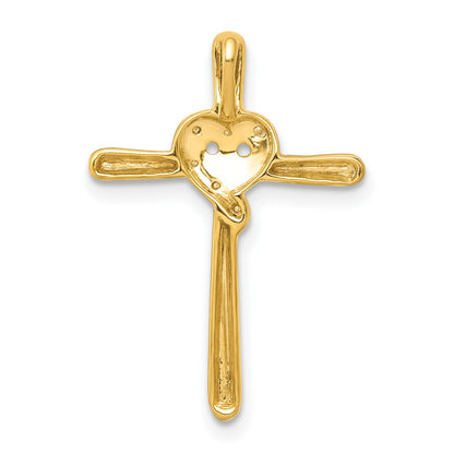 14k .02 carat Diamond Heart Cross Chain Slide