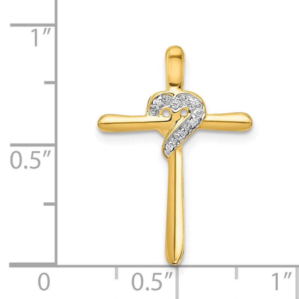 14k .02 carat Diamond Heart Cross Chain Slide