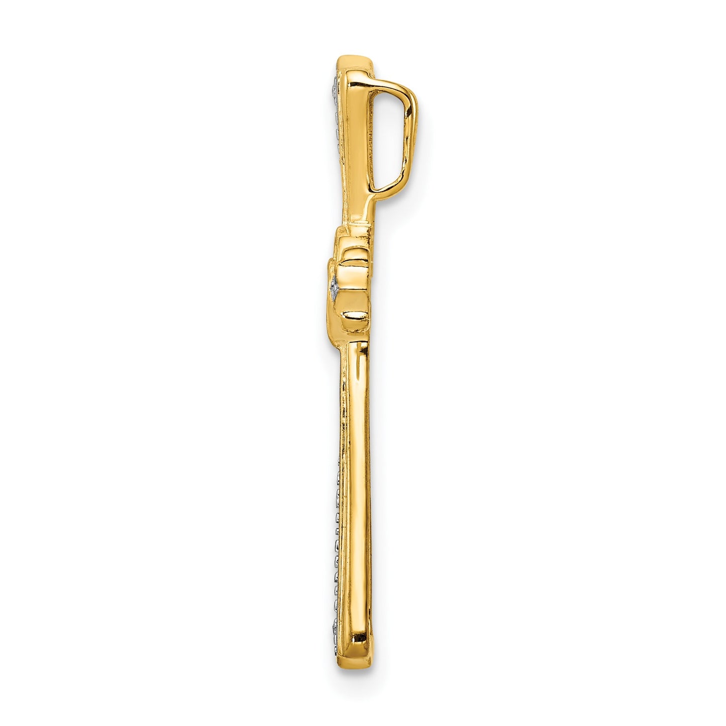 14k and White Rhodium Diamond Cross Pendant