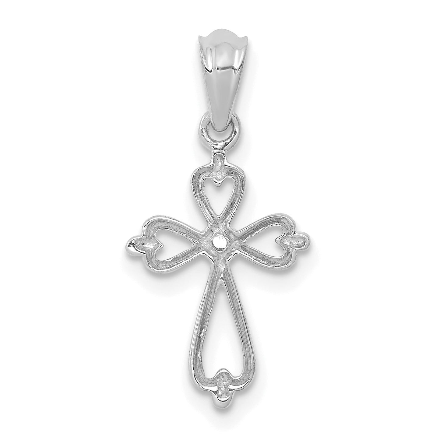 14K White Gold Diamond Accented Cross Pendant