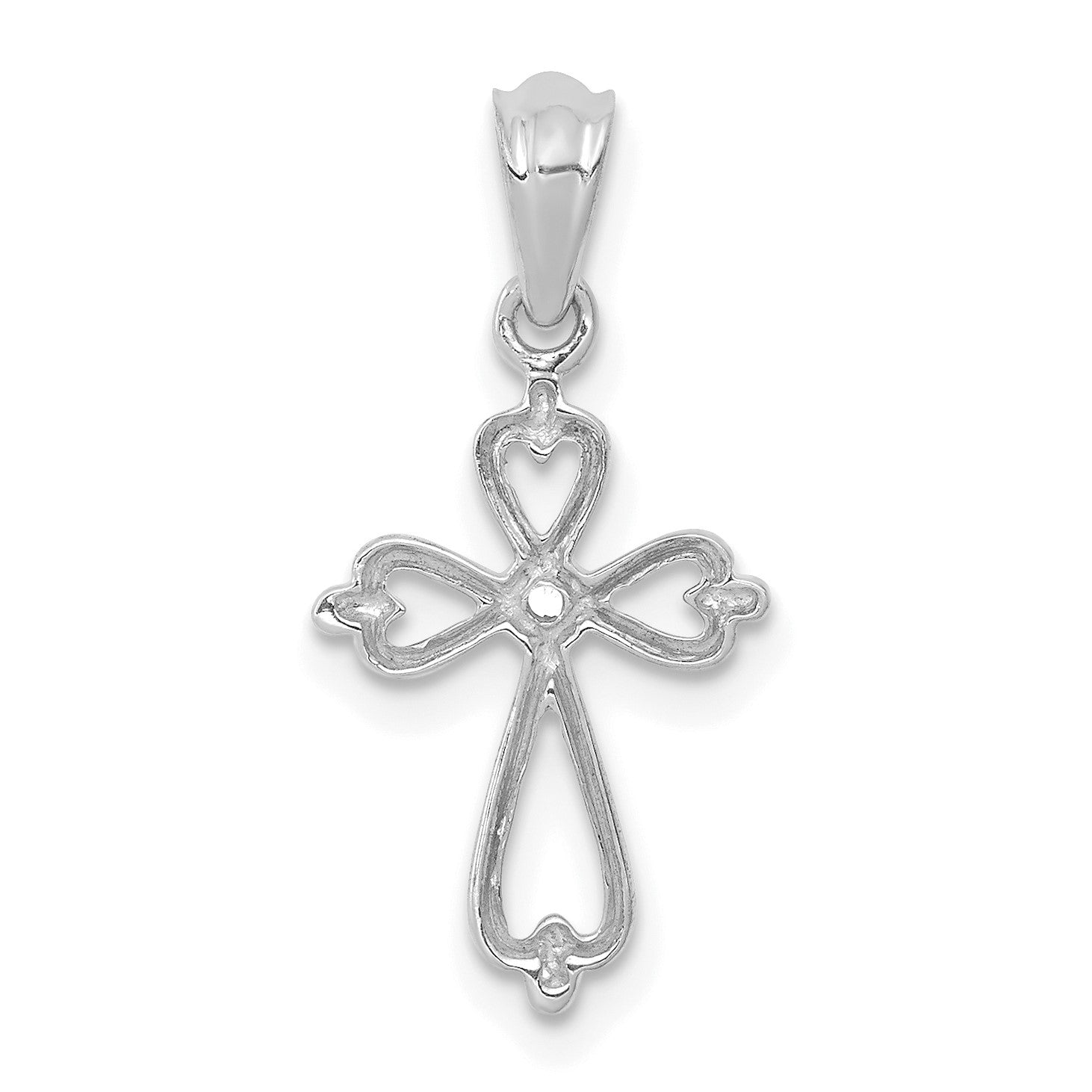 14K White Gold Diamond Accented Cross Pendant