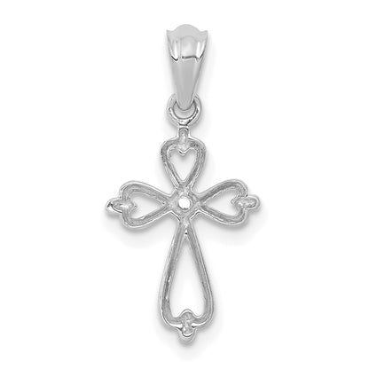 14K White Gold Diamond Accented Cross Pendant