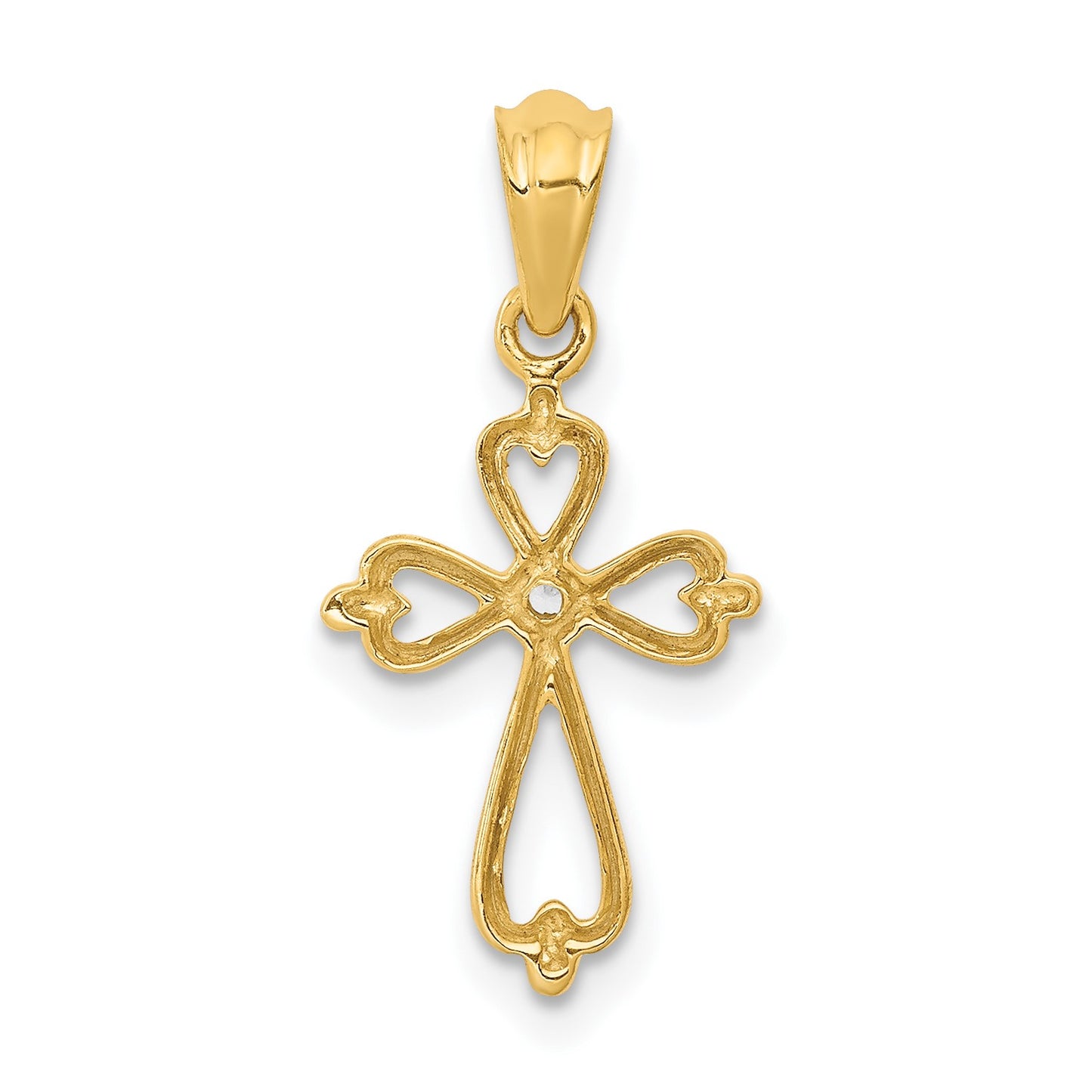 14k Diamond Accented Cross Pendant