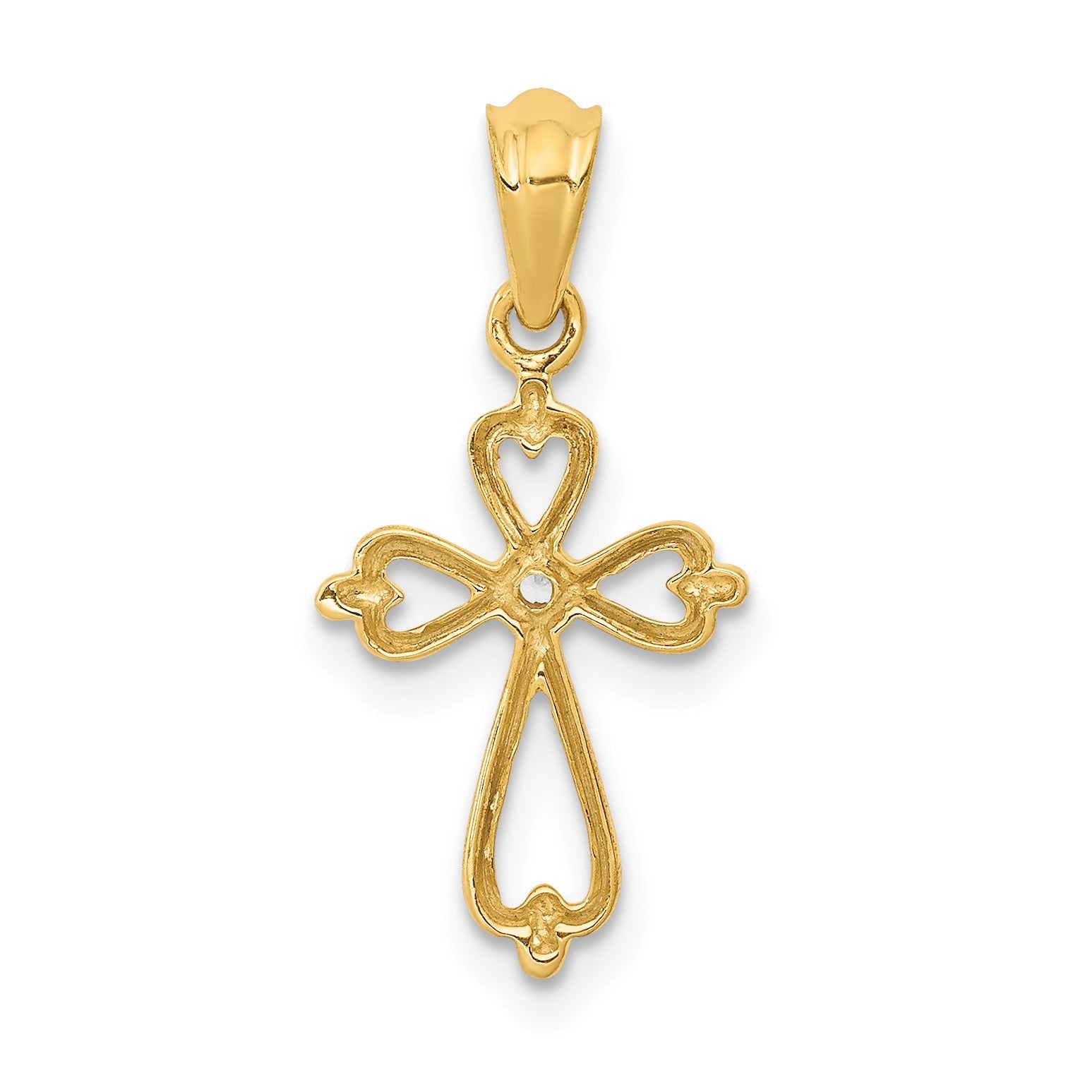 14k Diamond Accented Cross Pendant