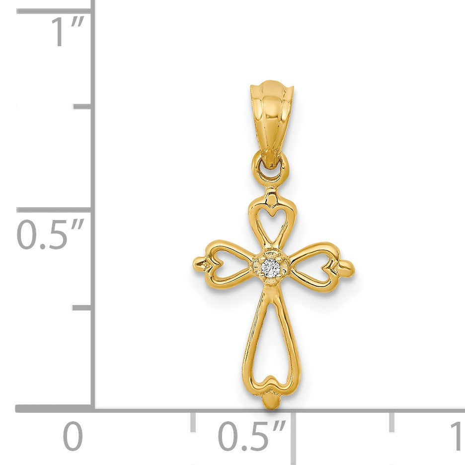 14k Diamond Accented Cross Pendant