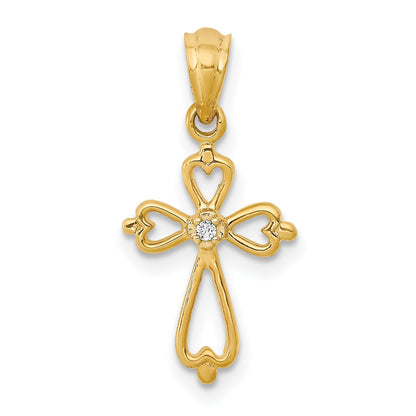 14k Diamond Accented Cross Pendant