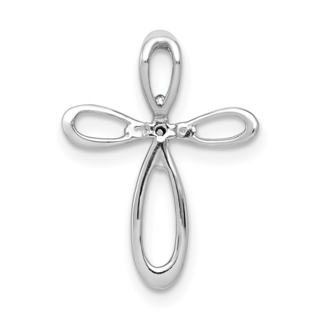 14k White Gold 1/20 carat Diamond Cross Chain Slide