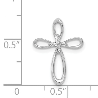 14k White Gold 1/20 carat Diamond Cross Chain Slide