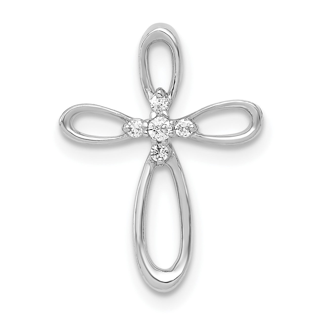 14k White Gold 1/20 carat Diamond Cross Chain Slide
