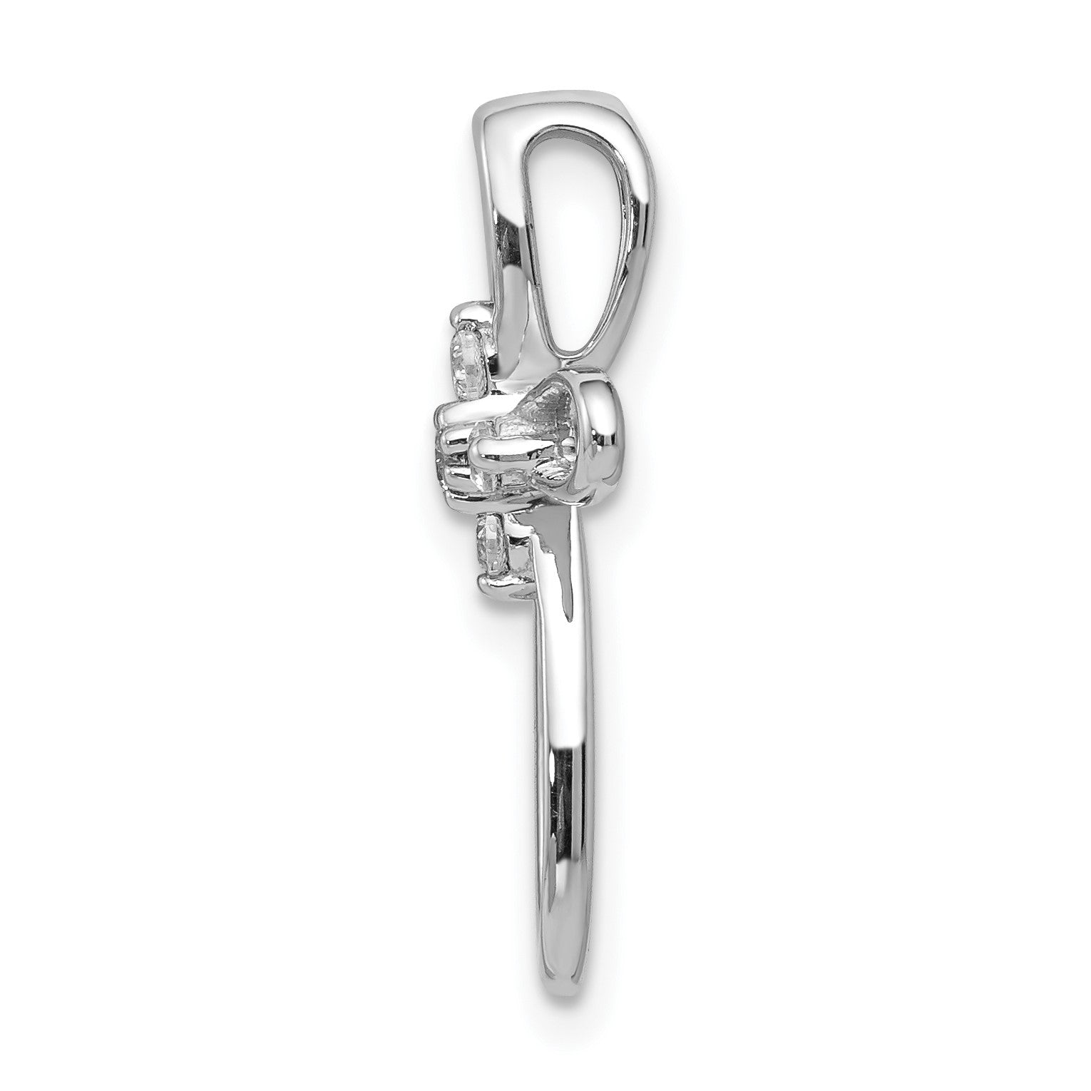 14k White Gold 1/10 carat Diamond Cross Chain Slide