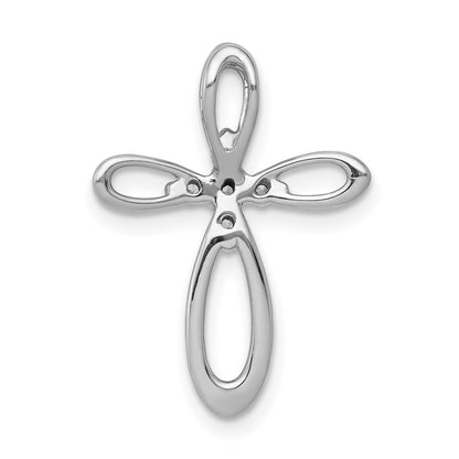 14k White Gold 1/10 carat Diamond Cross Chain Slide