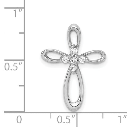 14k White Gold 1/10 carat Diamond Cross Chain Slide