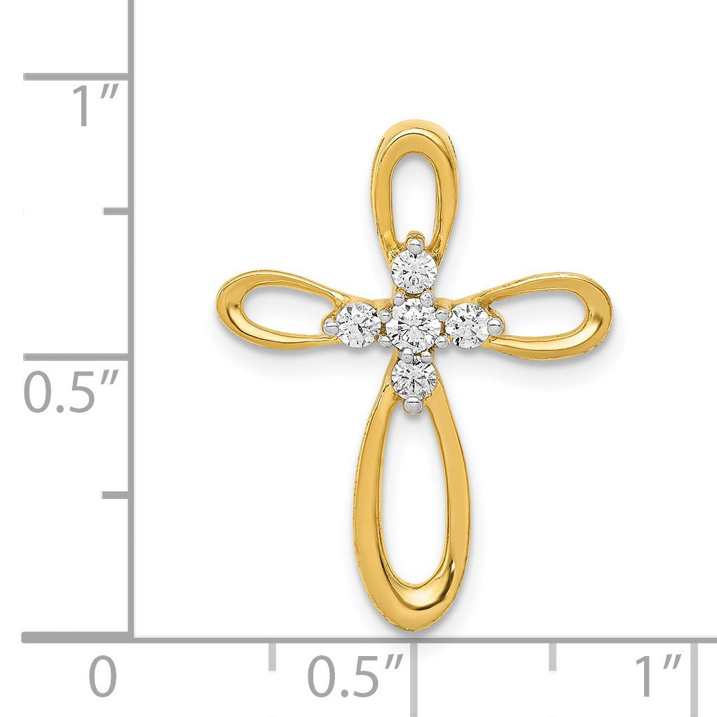14k 1/5 carat Diamond Cross Chain Slide