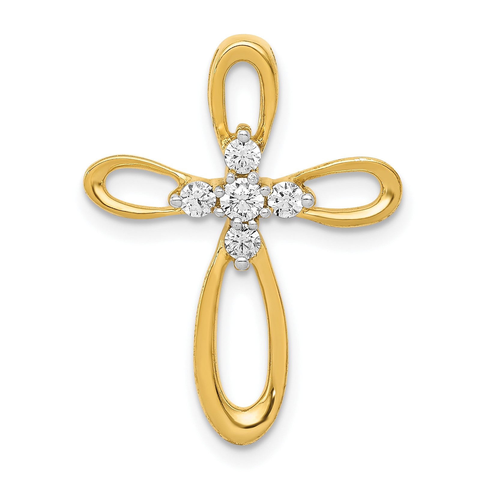 14k 1/5 carat Diamond Cross Chain Slide