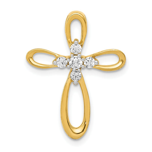 14k 1/5 carat Diamond Cross Chain Slide