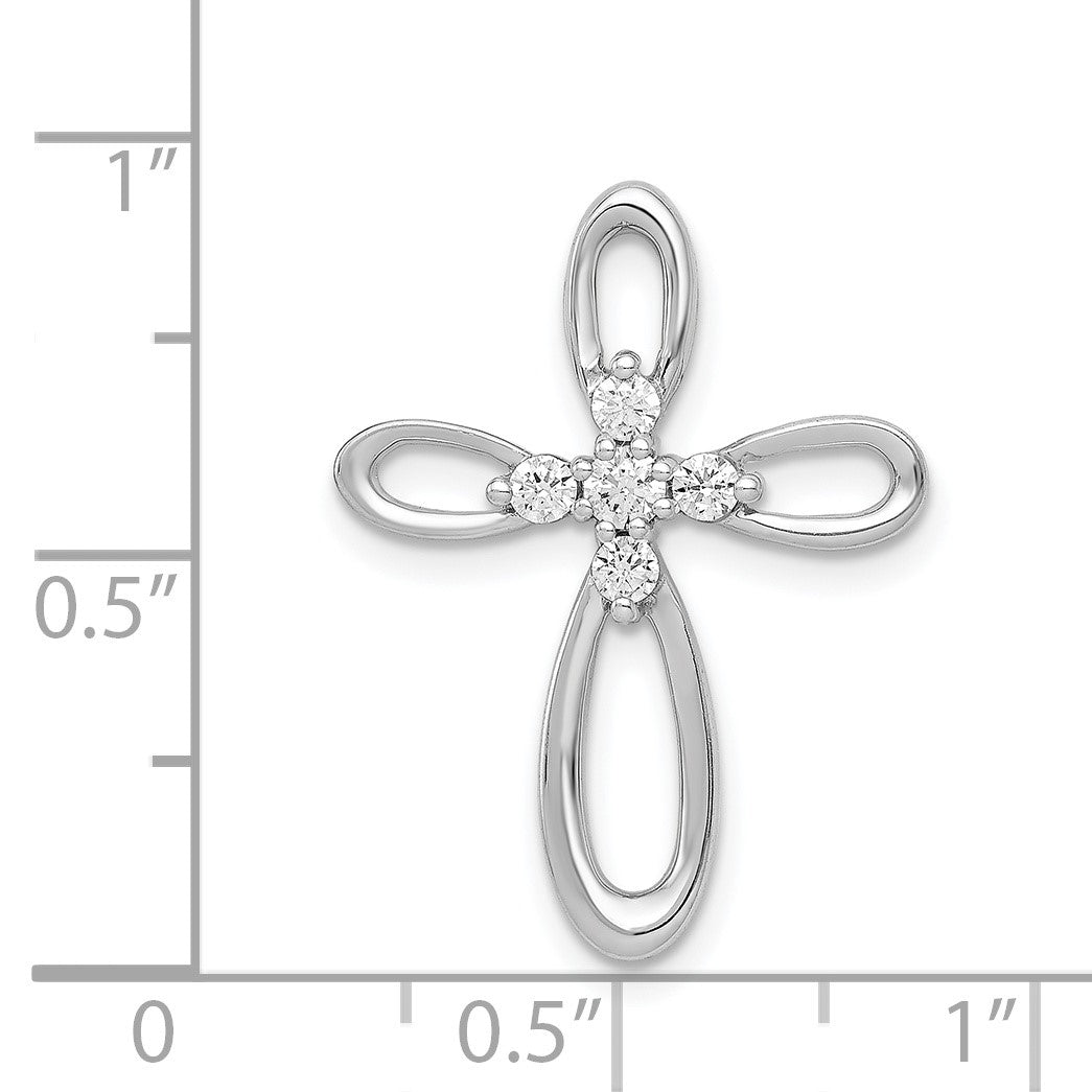 14k White Gold 1/5 carat Diamond Cross Chain Slide