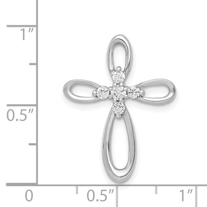 14k White Gold 1/5 carat Diamond Cross Chain Slide