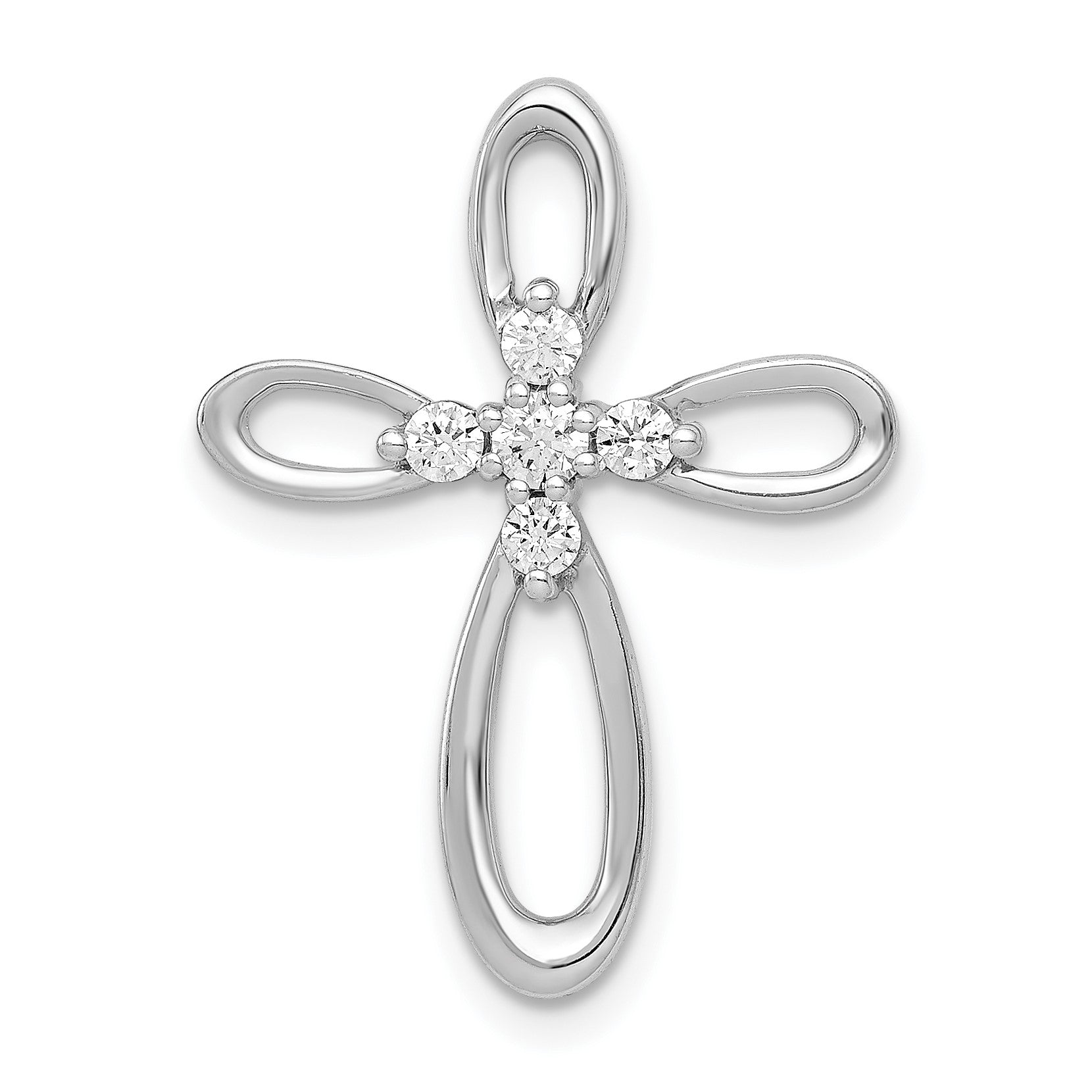 14k White Gold 1/5 carat Diamond Cross Chain Slide