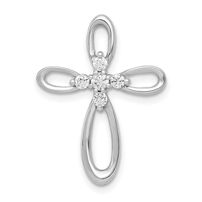 14k White Gold 1/5 carat Diamond Cross Chain Slide