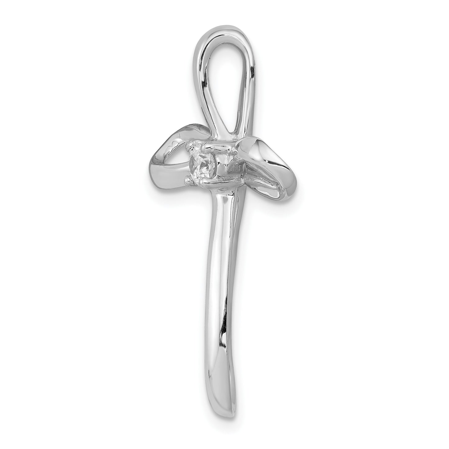 14k White Gold 1/6 carat Diamond Cross Omega Slide Pendant