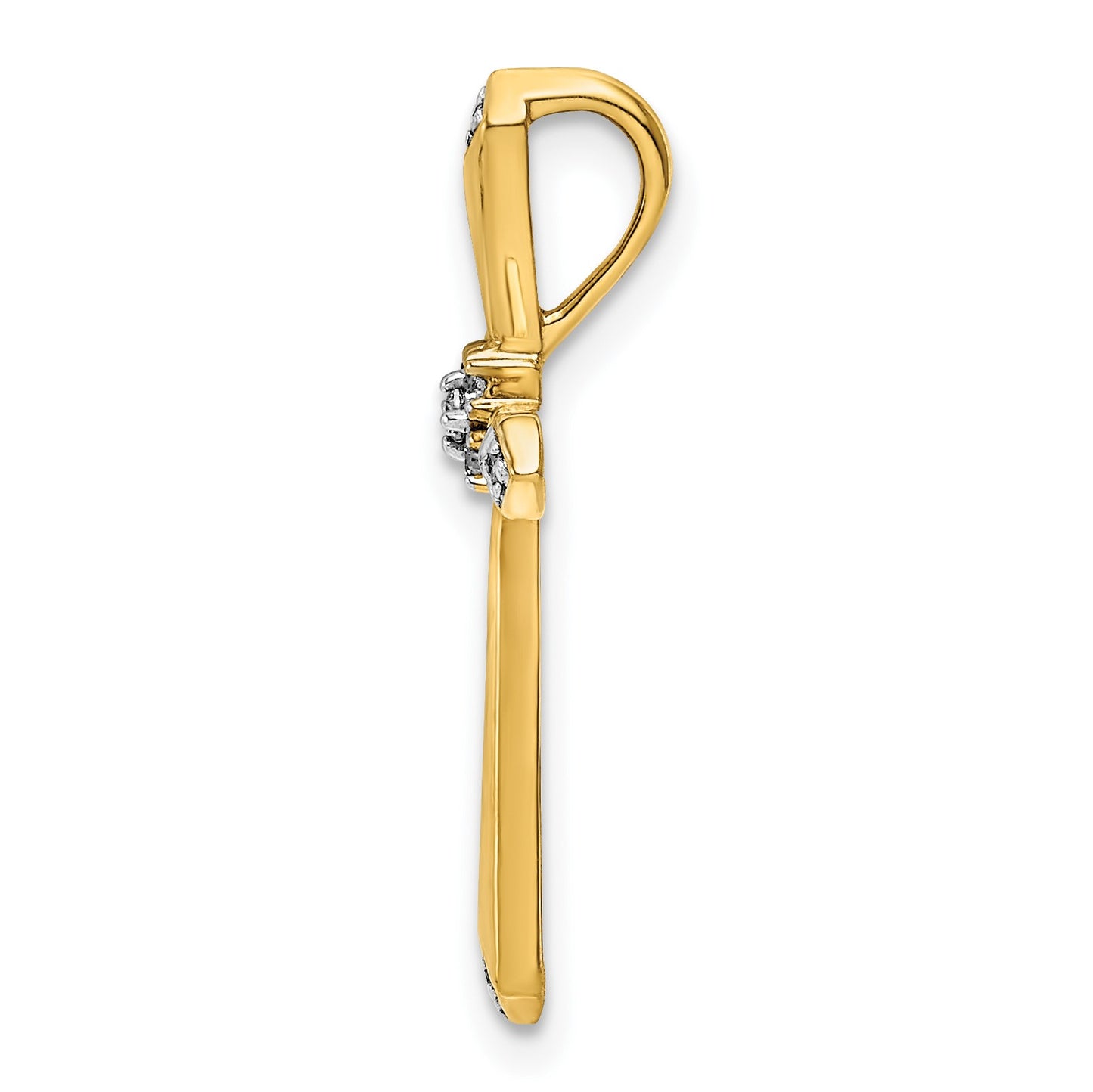 14k and White Rhodium 1/20 carat Diamond Cross Chain Slide