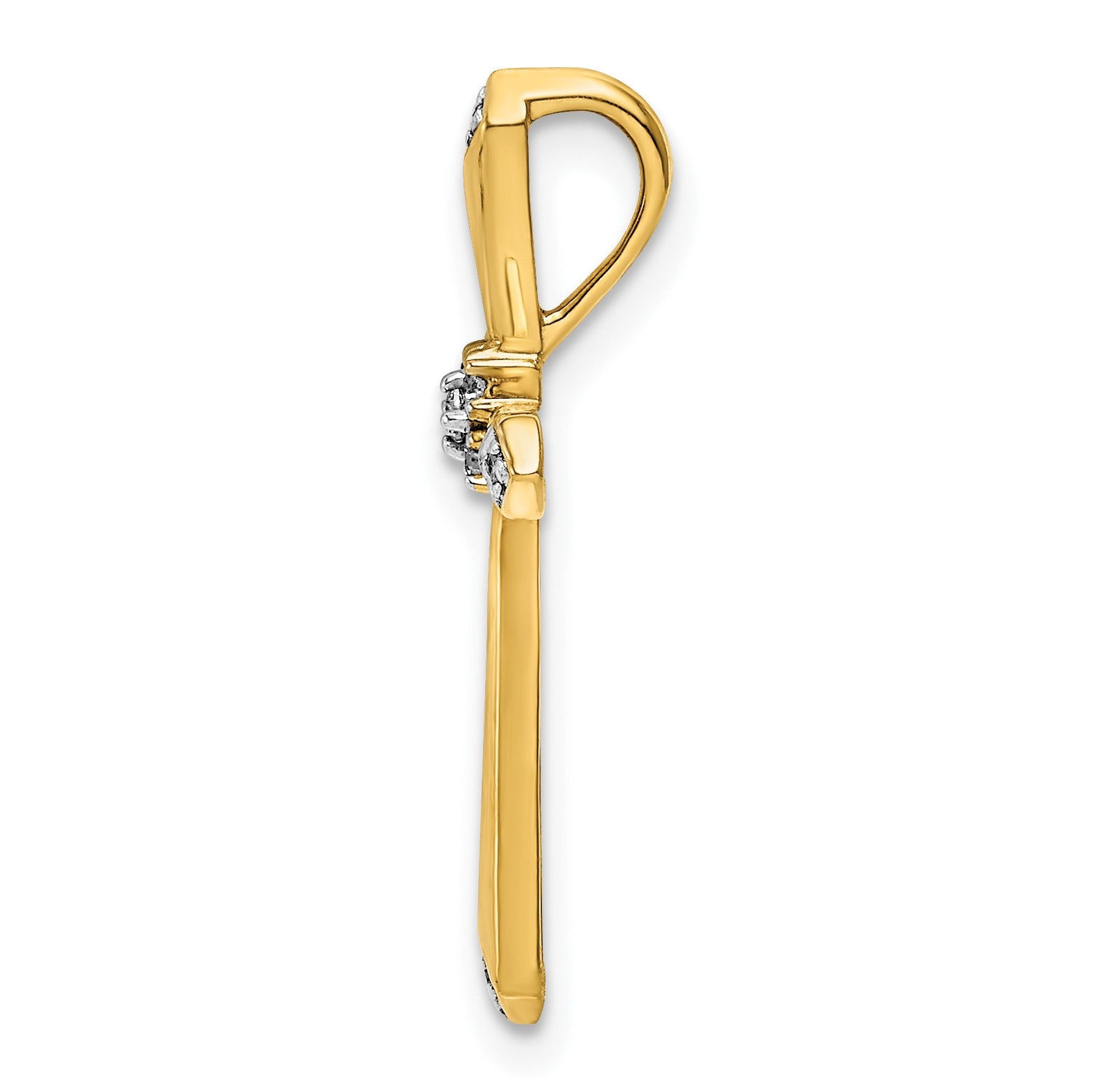 14k and White Rhodium 1/20 carat Diamond Cross Chain Slide