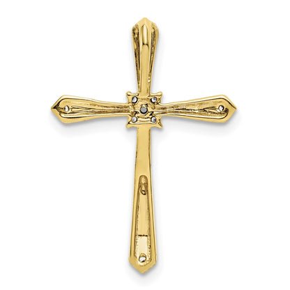 14k and White Rhodium 1/20 carat Diamond Cross Chain Slide