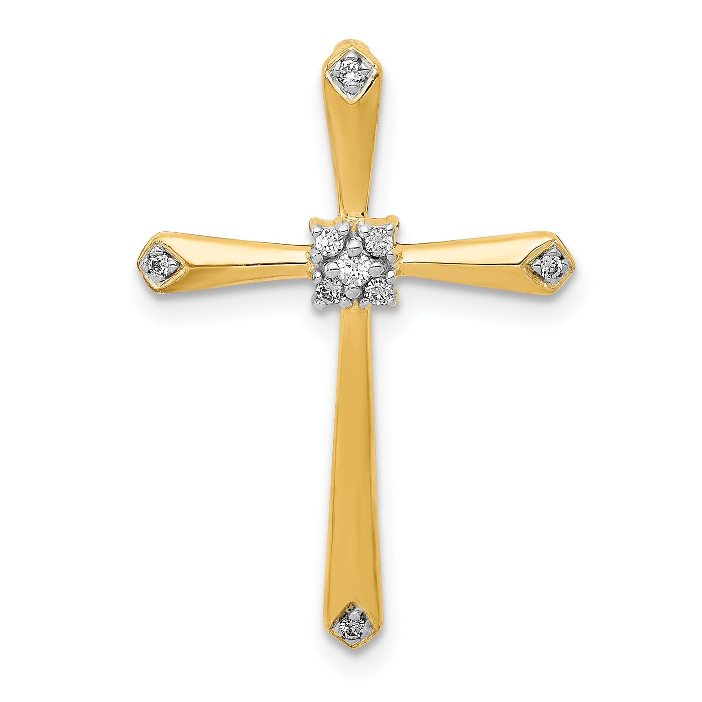 14k and White Rhodium 1/20 carat Diamond Cross Chain Slide