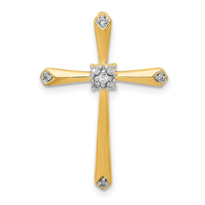 14k and White Rhodium 1/20 carat Diamond Cross Chain Slide
