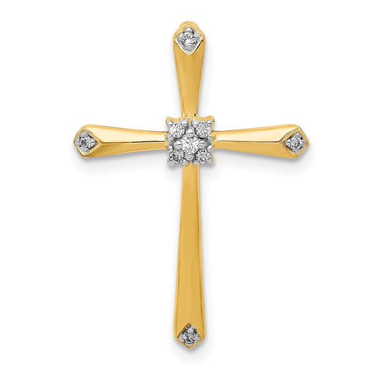 14k 1/20ct. w/Rhodium Diamond Cross Chain Slide