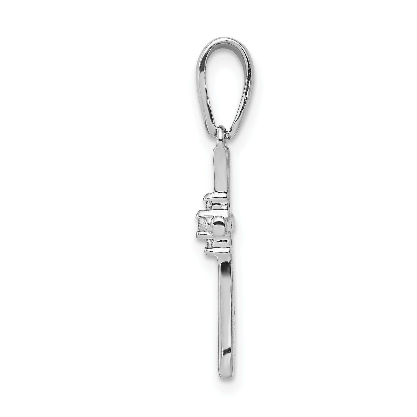 14k White Gold .02 carat Diamond Cross Pendant
