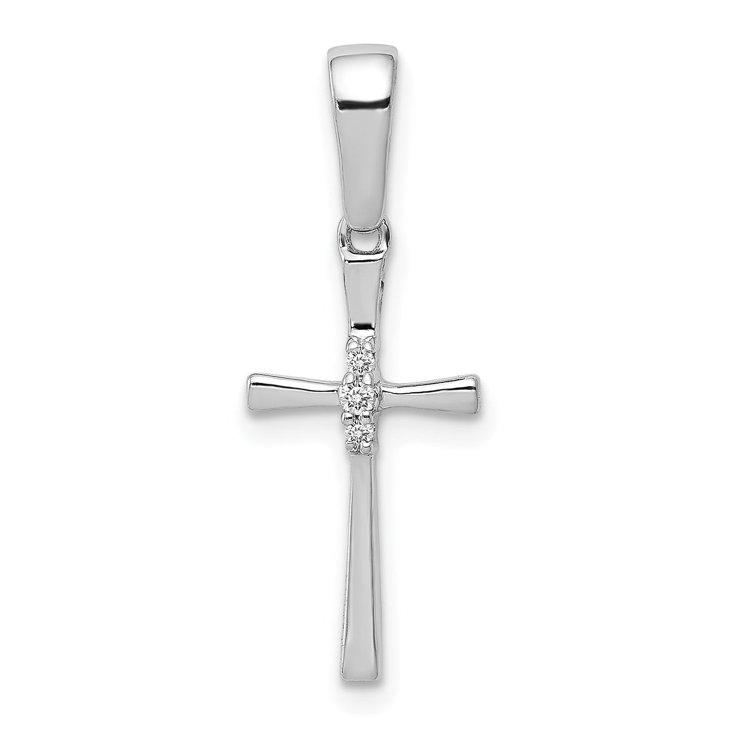 14k White Gold .02 carat Diamond Cross Pendant