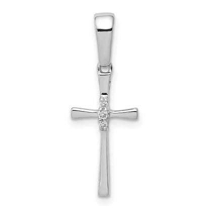 14k White Gold .02 carat Diamond Cross Pendant