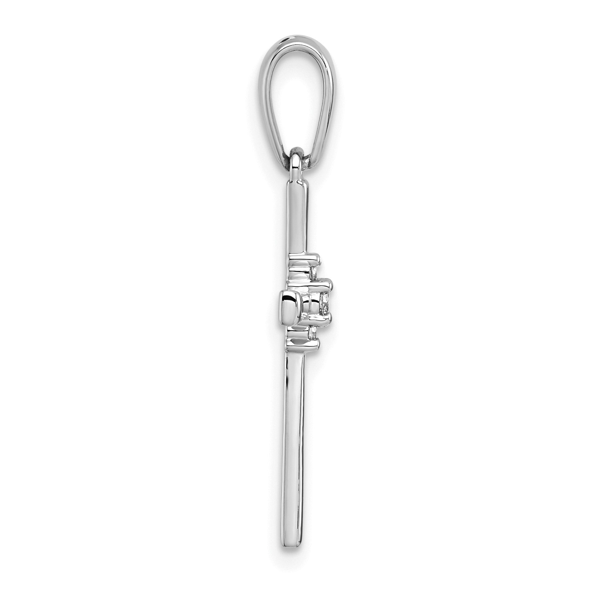 14k White Gold 1/20 carat Diamond Cross Pendant
